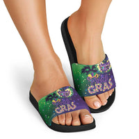 Mardi Gras Masquerade Mask Slide Sandals NOLA Vibe - Wonder Print Shop