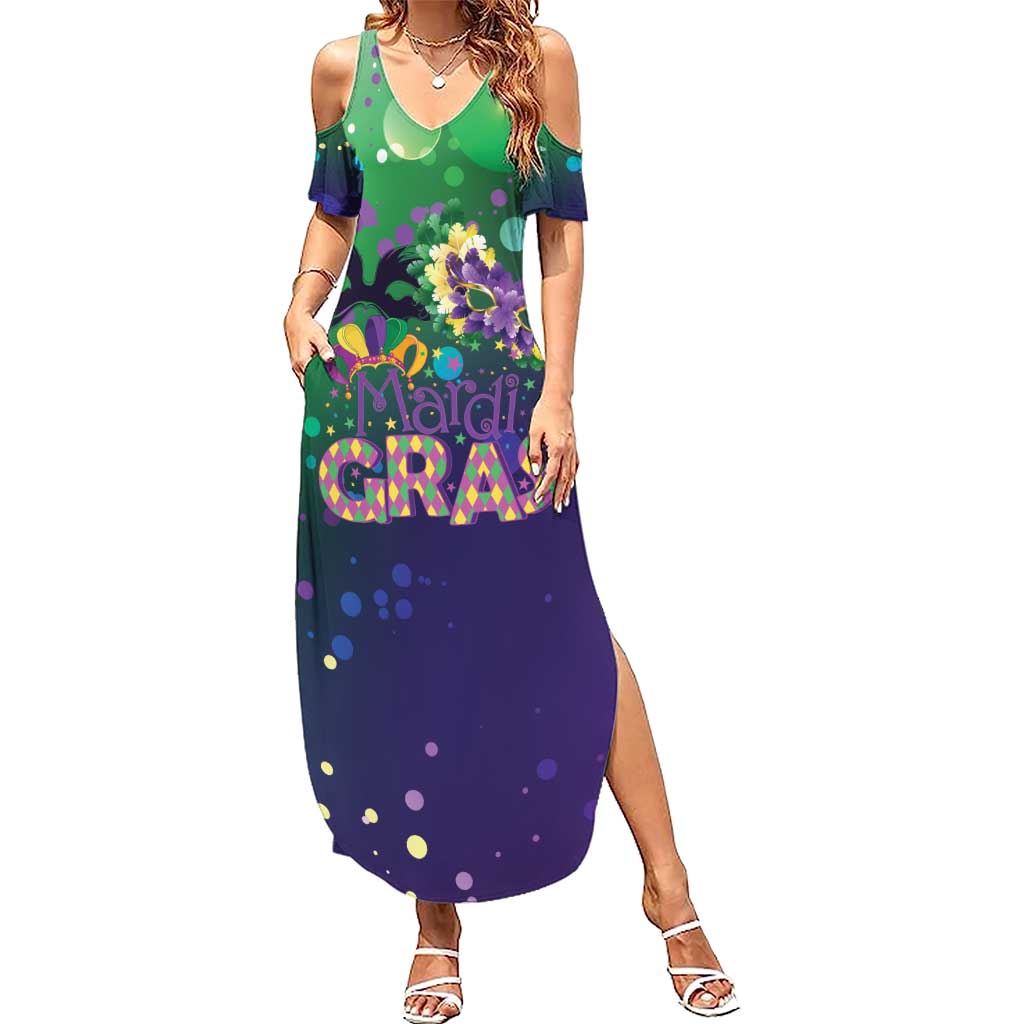 Mardi Gras Masquerade Mask Summer Maxi Dress NOLA Vibe - Wonder Print Shop