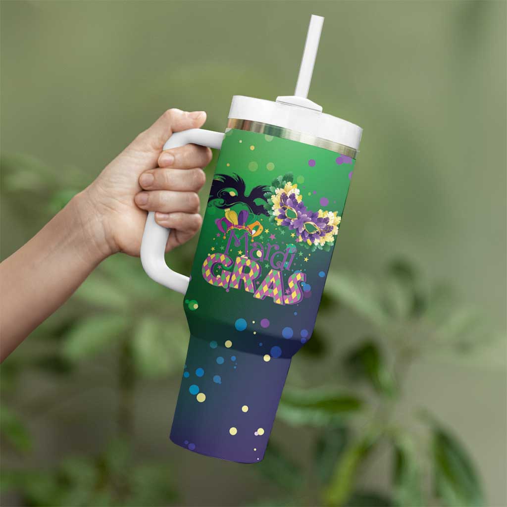 Mardi Gras Masquerade Mask Tumbler With Handle NOLA Vibe - Wonder Print Shop