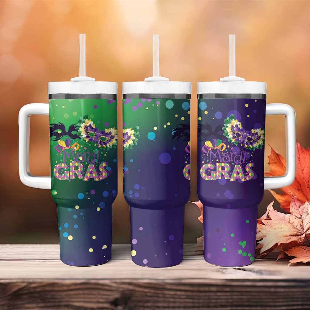 Mardi Gras Masquerade Mask Tumbler With Handle NOLA Vibe - Wonder Print Shop