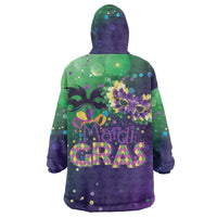 Mardi Gras Masquerade Mask Wearable Blanket Hoodie NOLA Vibe - Wonder Print Shop