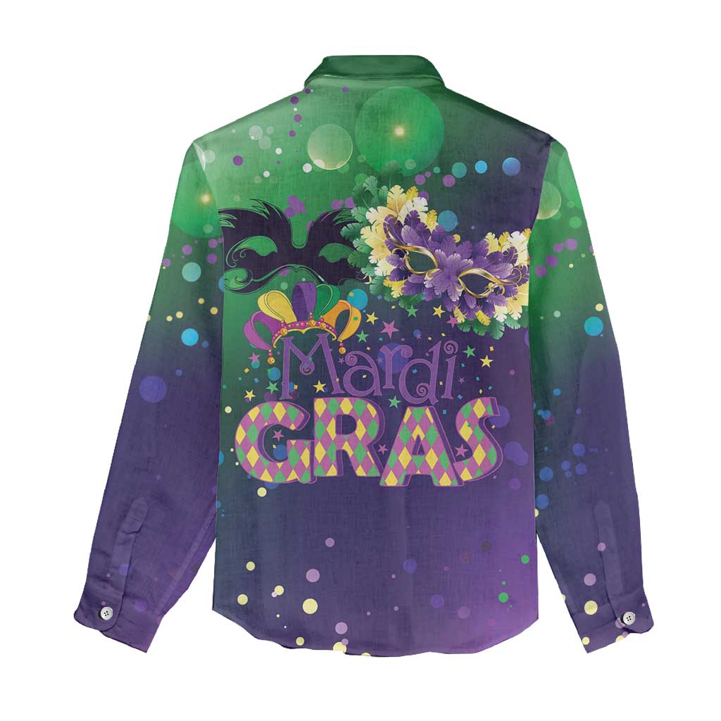 Mardi Gras Masquerade Mask Women Casual Shirt NOLA Vibe - Wonder Print Shop