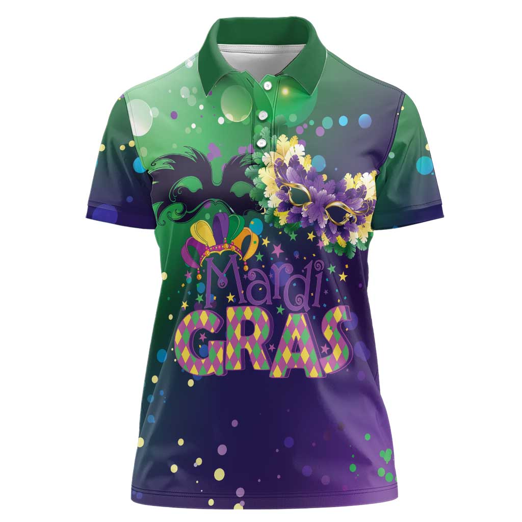 Mardi Gras Masquerade Mask Women Polo Shirt NOLA Vibe - Wonder Print Shop