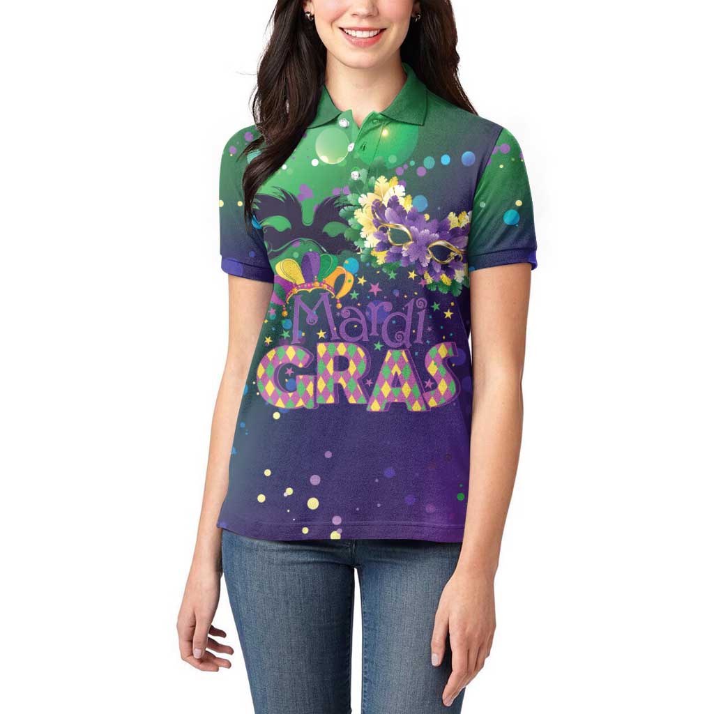 Mardi Gras Masquerade Mask Women Polo Shirt NOLA Vibe - Wonder Print Shop