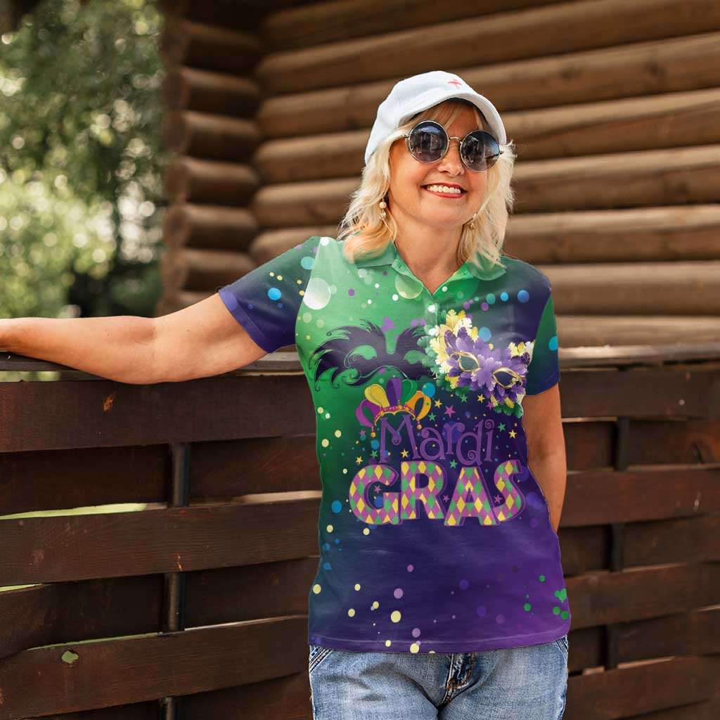 Mardi Gras Masquerade Mask Women Polo Shirt NOLA Vibe - Wonder Print Shop