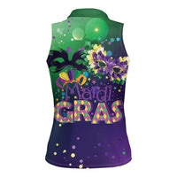 Mardi Gras Masquerade Mask Women Sleeveless Polo Shirt NOLA Vibe - Wonder Print Shop