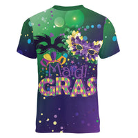 Mardi Gras Masquerade Mask Women V-Neck T-Shirt NOLA Vibe - Wonder Print Shop