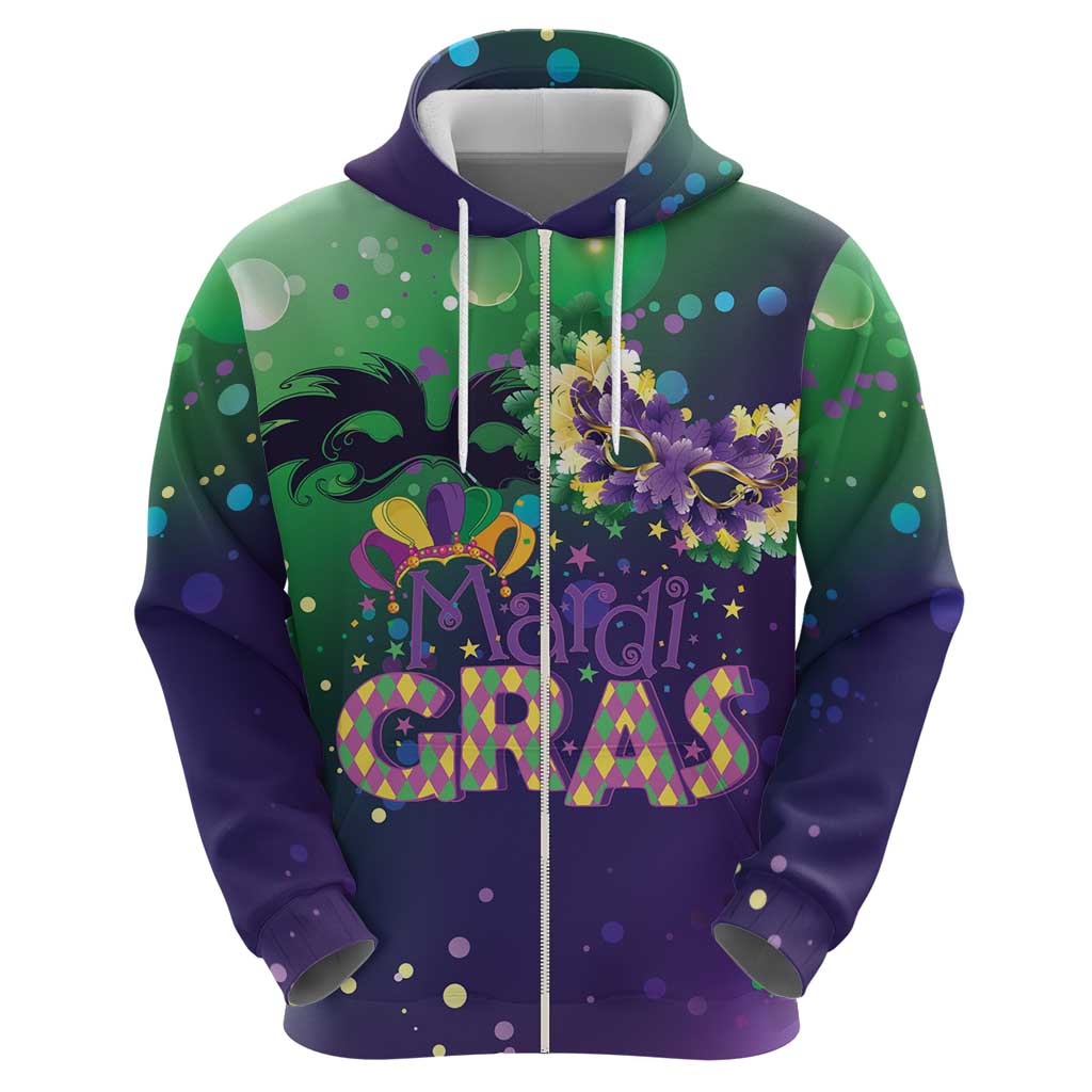 Mardi Gras Masquerade Mask Zip Hoodie NOLA Vibe - Wonder Print Shop