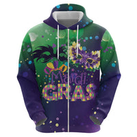 Mardi Gras Masquerade Mask Zip Hoodie NOLA Vibe - Wonder Print Shop