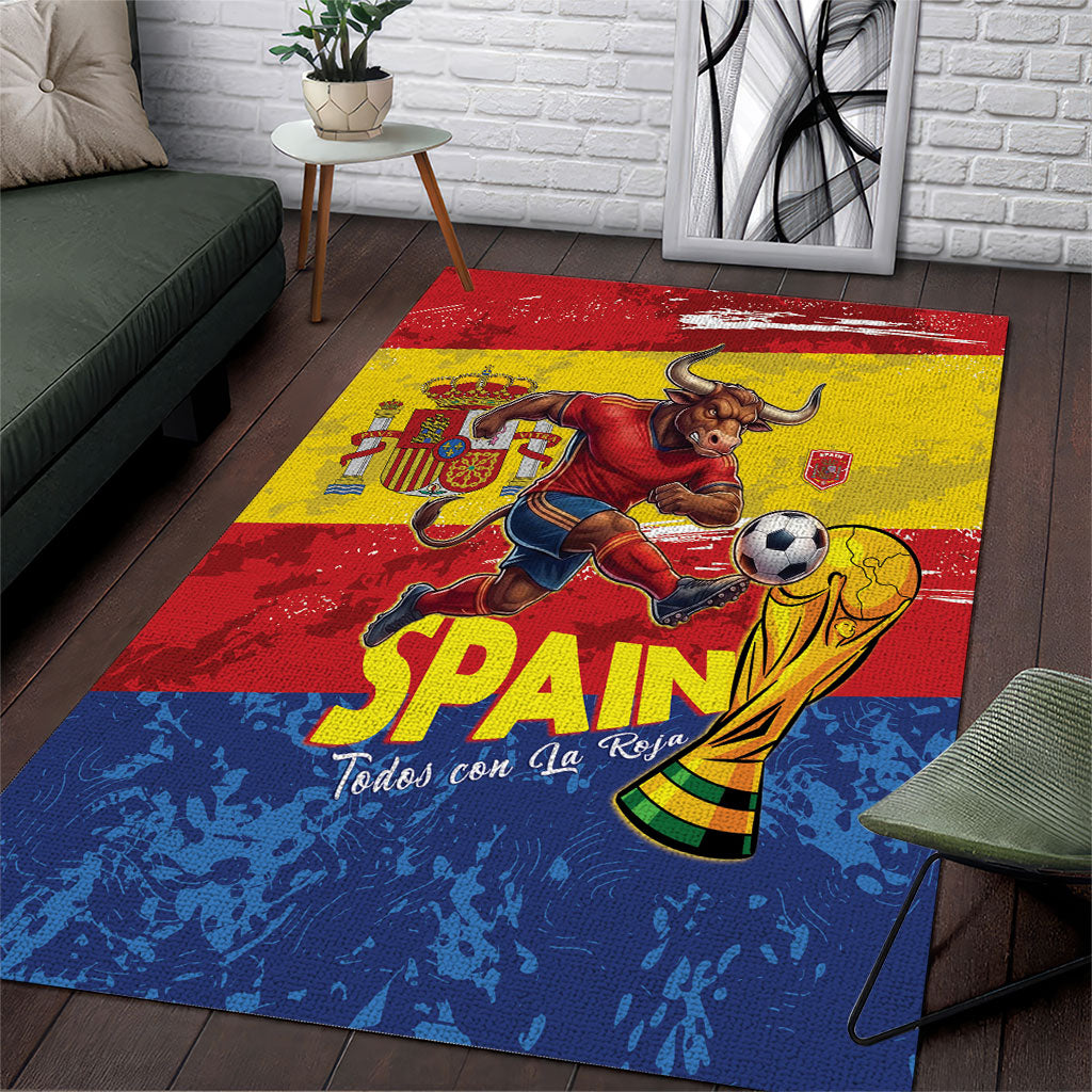 Spain National Football Area Rug Spanish Bull Trophy Todos con La Roja