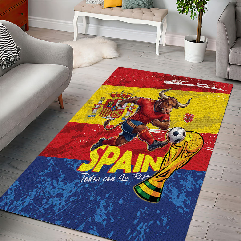 Spain National Football Area Rug Spanish Bull Trophy Todos con La Roja