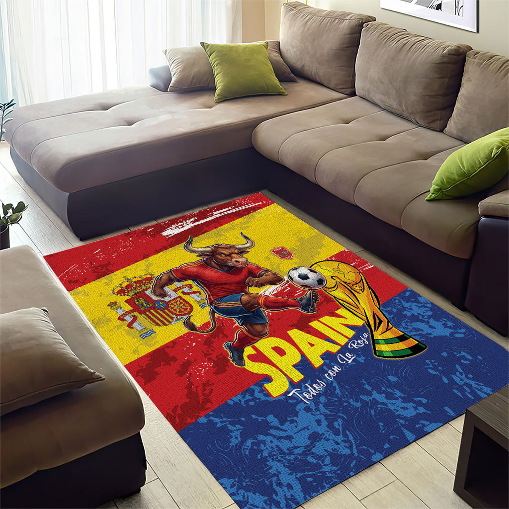 Spain National Football Area Rug Spanish Bull Trophy Todos con La Roja
