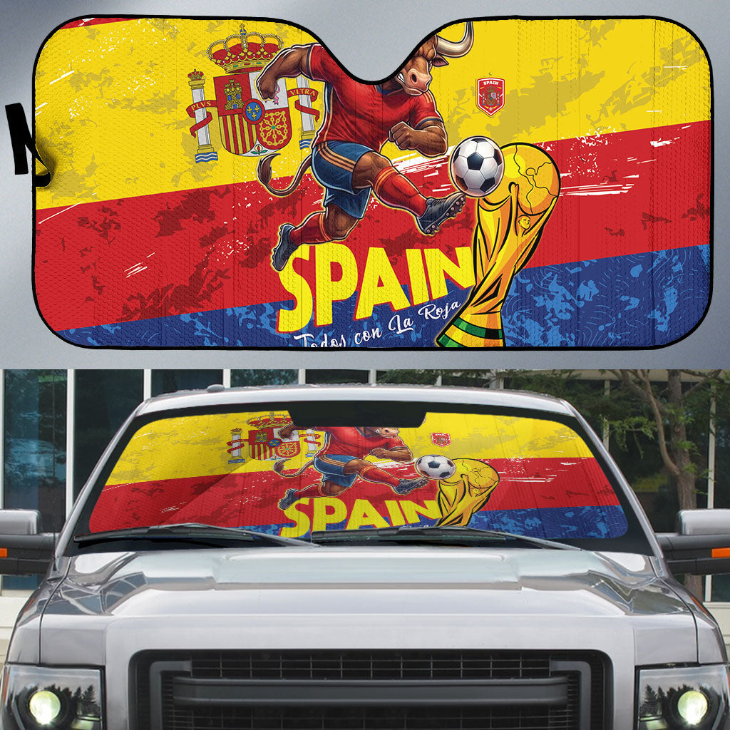 Spain National Football Auto Sun Shade Spanish Bull Trophy Todos con La Roja