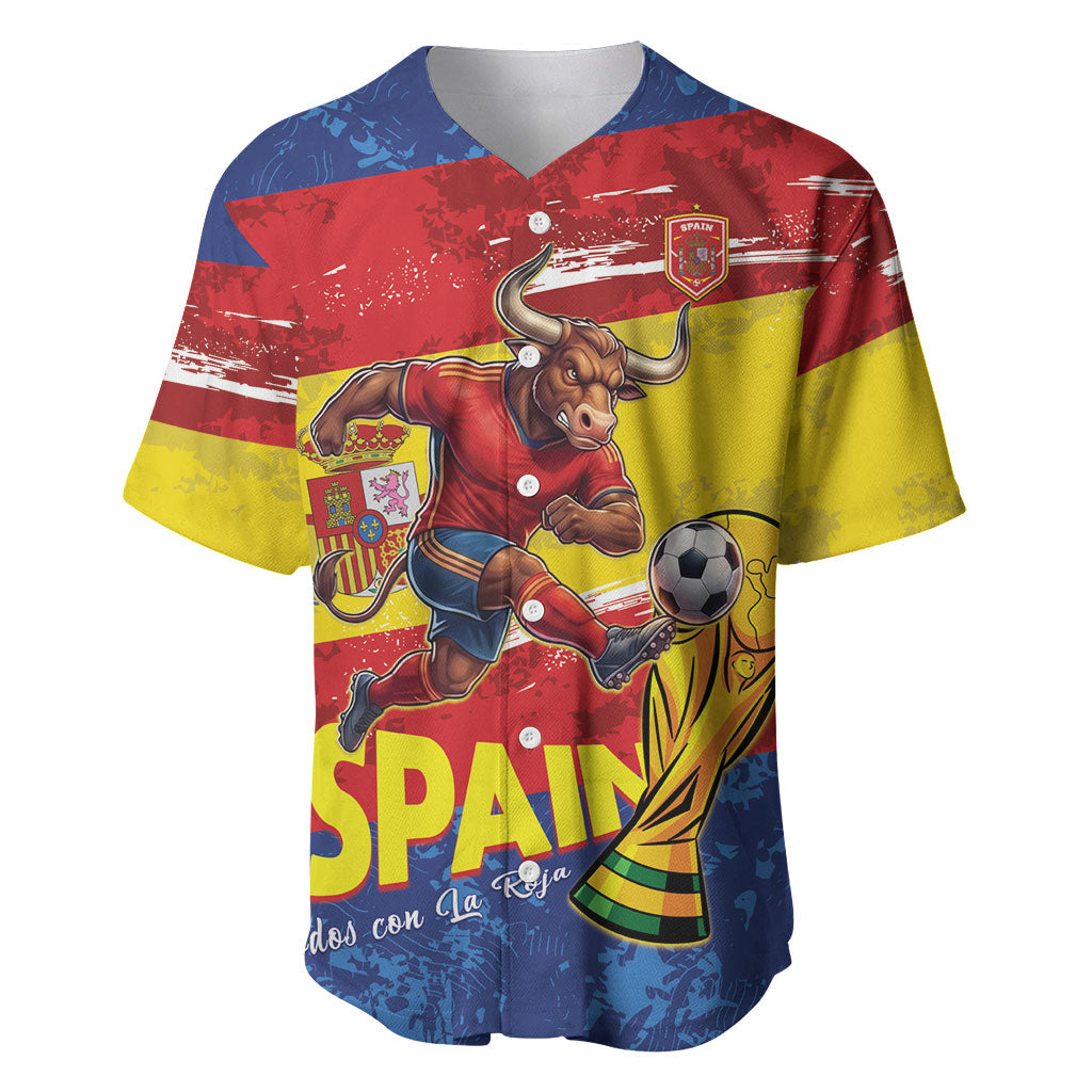 Spain National Football Custom Baseball Jersey Spanish Bull Trophy Todos con La Roja