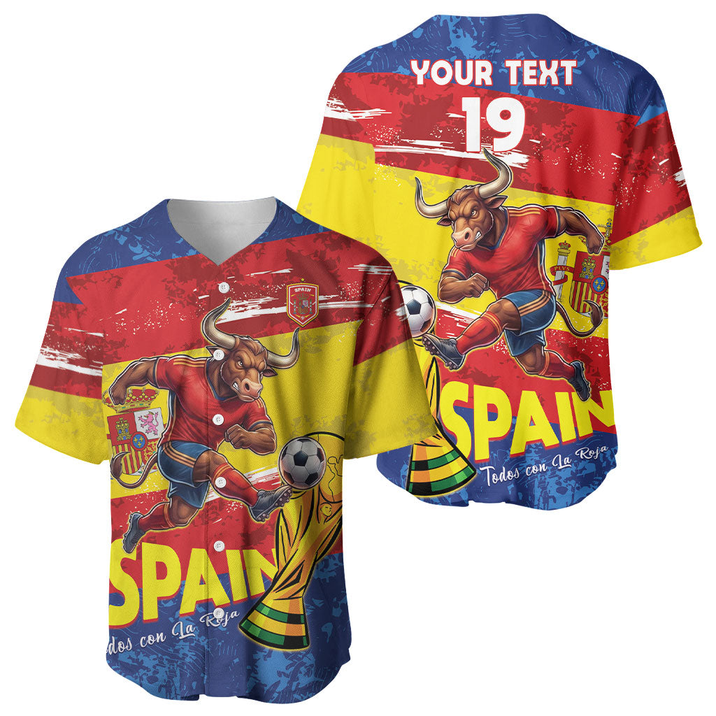 Spain National Football Custom Baseball Jersey Spanish Bull Trophy Todos con La Roja