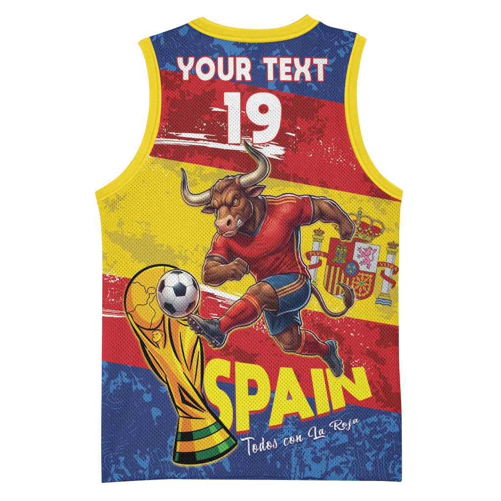 Spain National Football Custom Basketball Jersey Spanish Bull Trophy Todos con La Roja