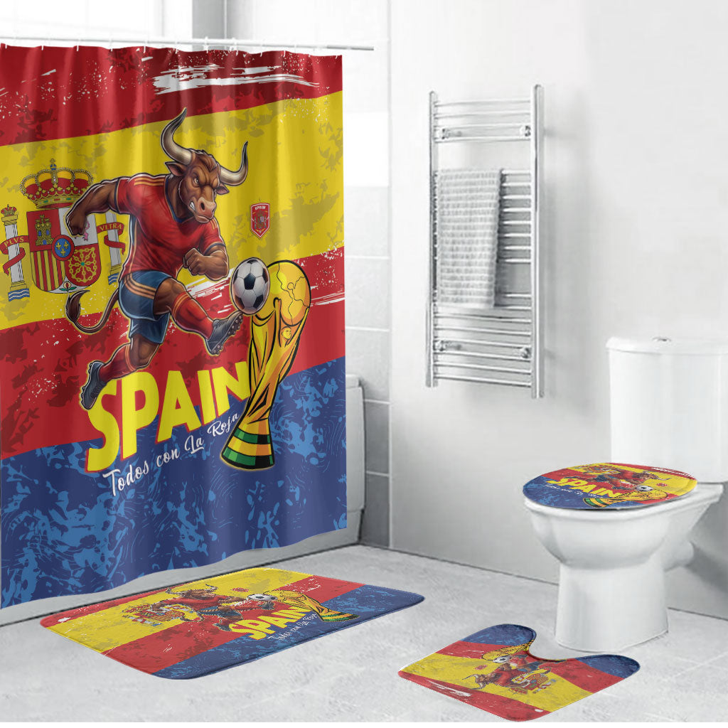 Spain National Football Bathroom Set Spanish Bull Trophy Todos con La Roja