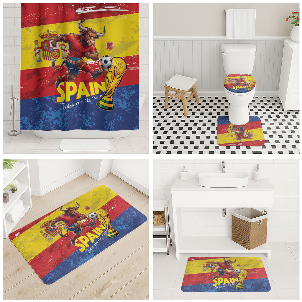 Spain National Football Bathroom Set Spanish Bull Trophy Todos con La Roja
