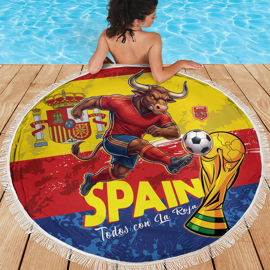 Spain National Football Beach Blanket Spanish Bull Trophy Todos con La Roja