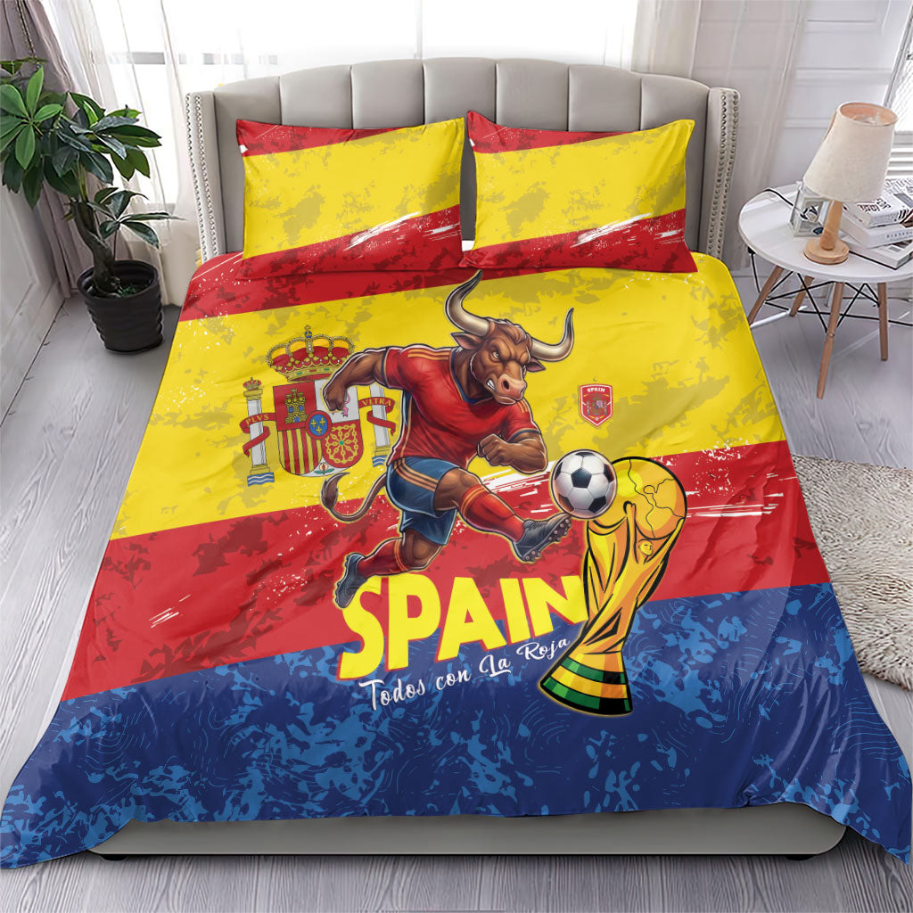 Spain National Football Bedding Set Spanish Bull Trophy Todos con La Roja