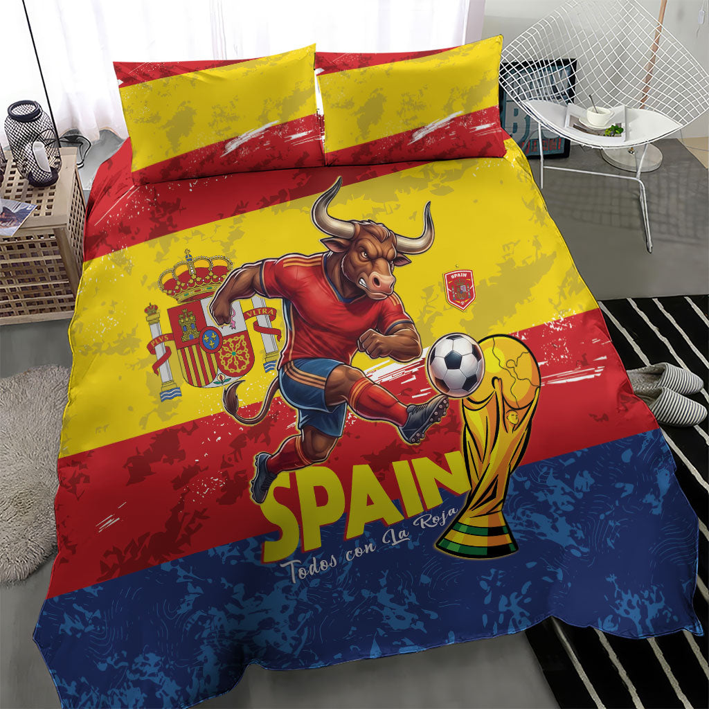 Spain National Football Bedding Set Spanish Bull Trophy Todos con La Roja