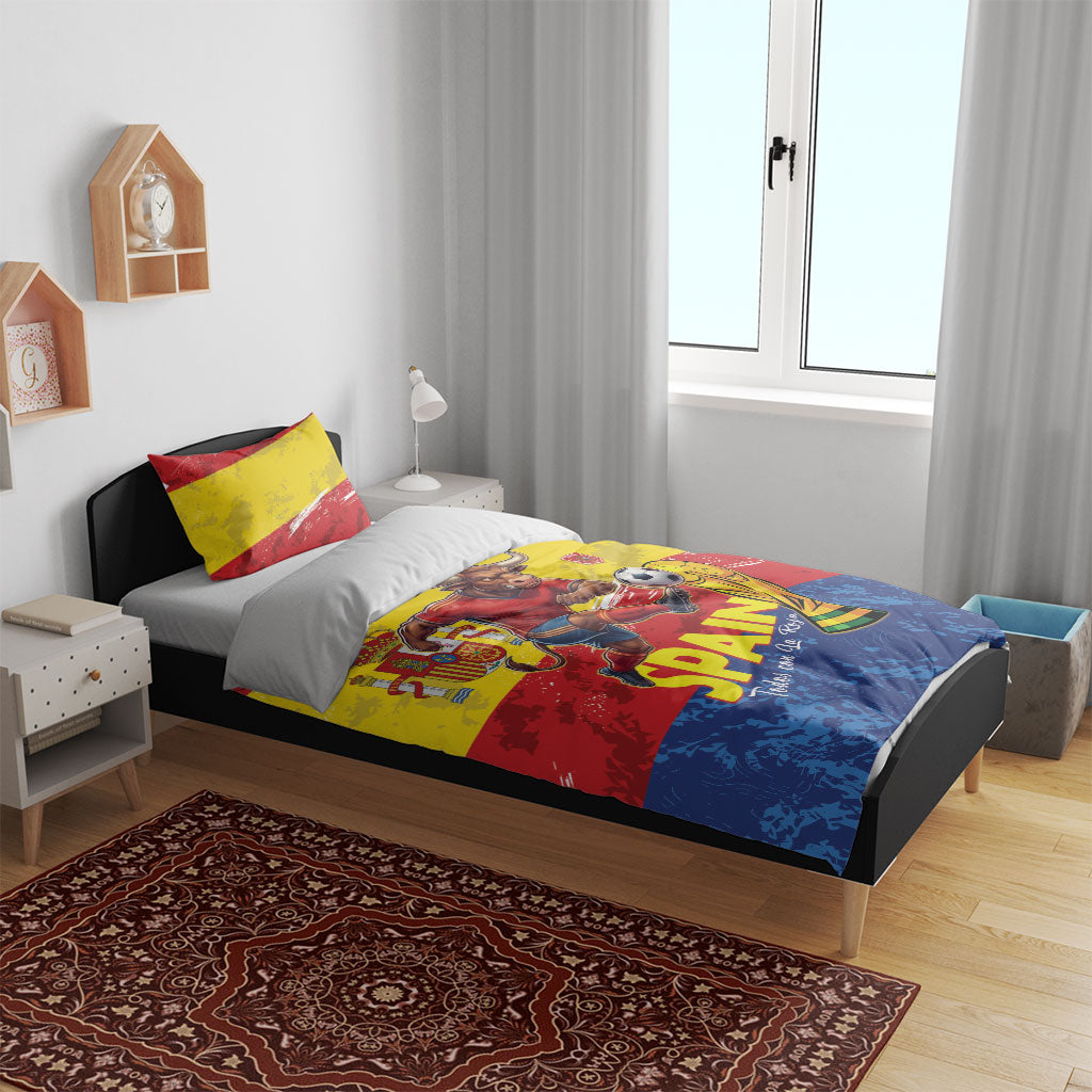 Spain National Football Bedding Set Spanish Bull Trophy Todos con La Roja