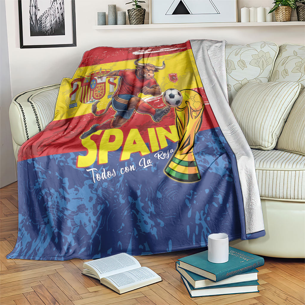 Spain National Football Blanket Spanish Bull Trophy Todos con La Roja