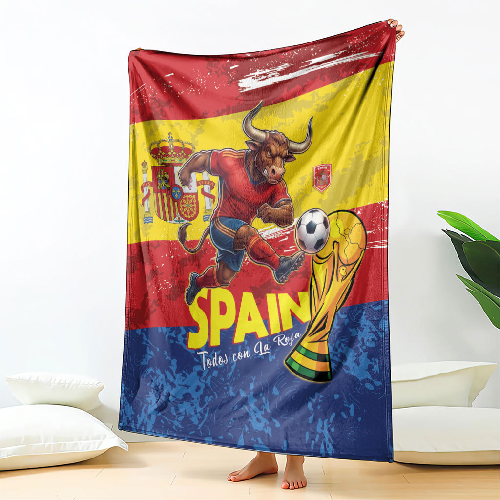 Spain National Football Blanket Spanish Bull Trophy Todos con La Roja