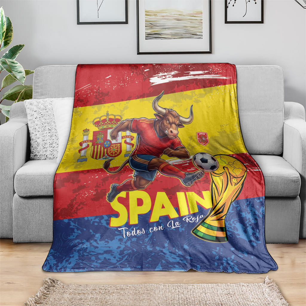Spain National Football Blanket Spanish Bull Trophy Todos con La Roja