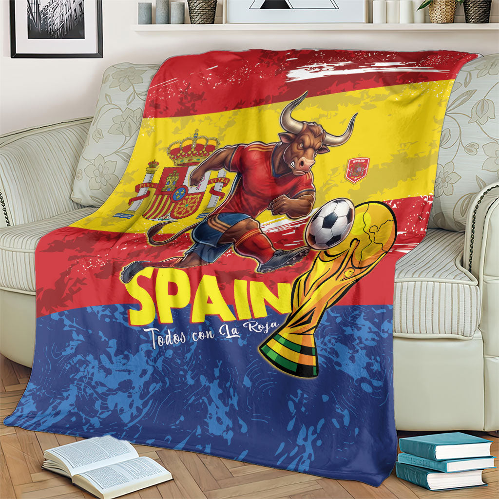 Spain National Football Blanket Spanish Bull Trophy Todos con La Roja