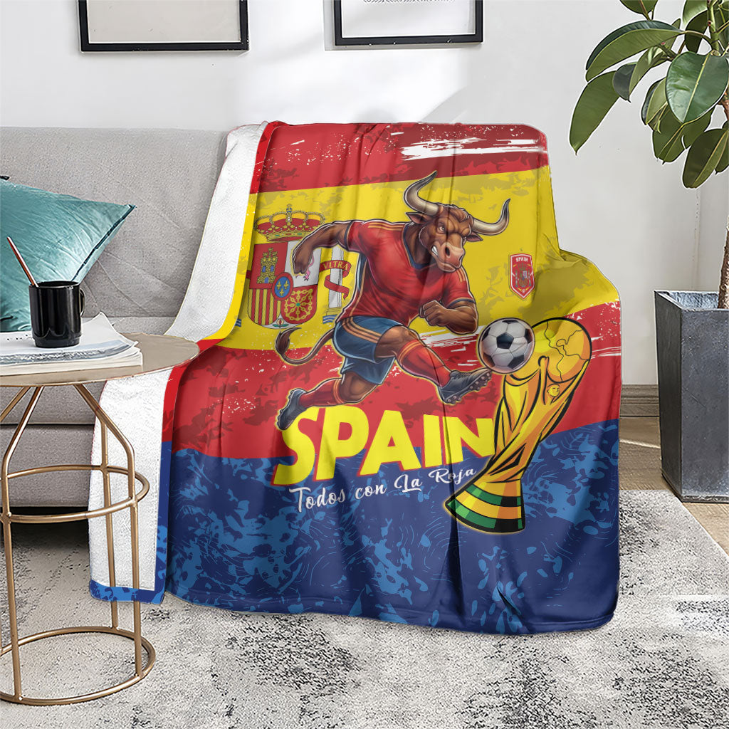 Spain National Football Blanket Spanish Bull Trophy Todos con La Roja