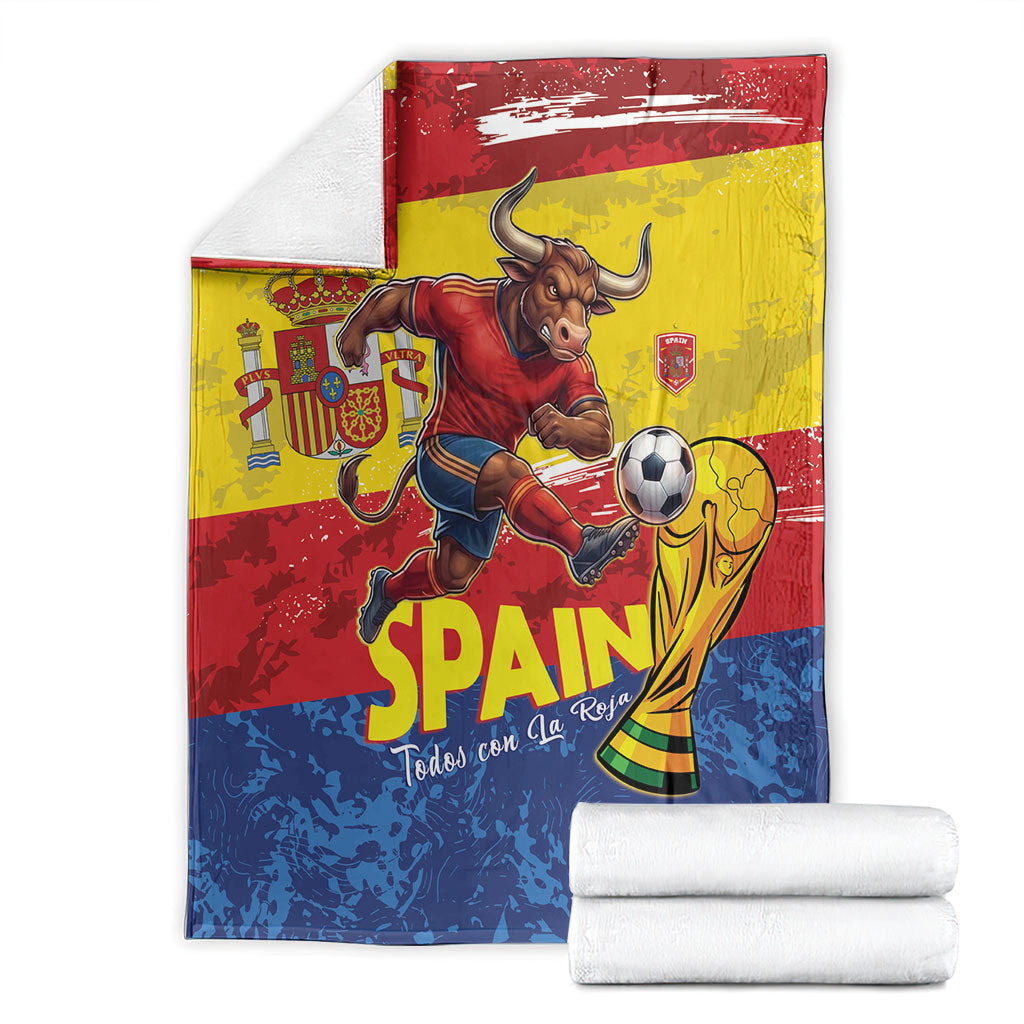 Spain National Football Blanket Spanish Bull Trophy Todos con La Roja