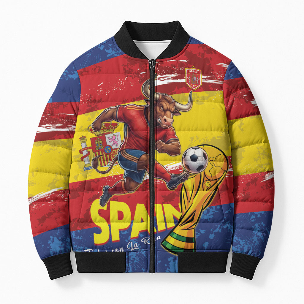 Spain National Football Custom Bomber Puffer Jacket Spanish Bull Trophy Todos con La Roja