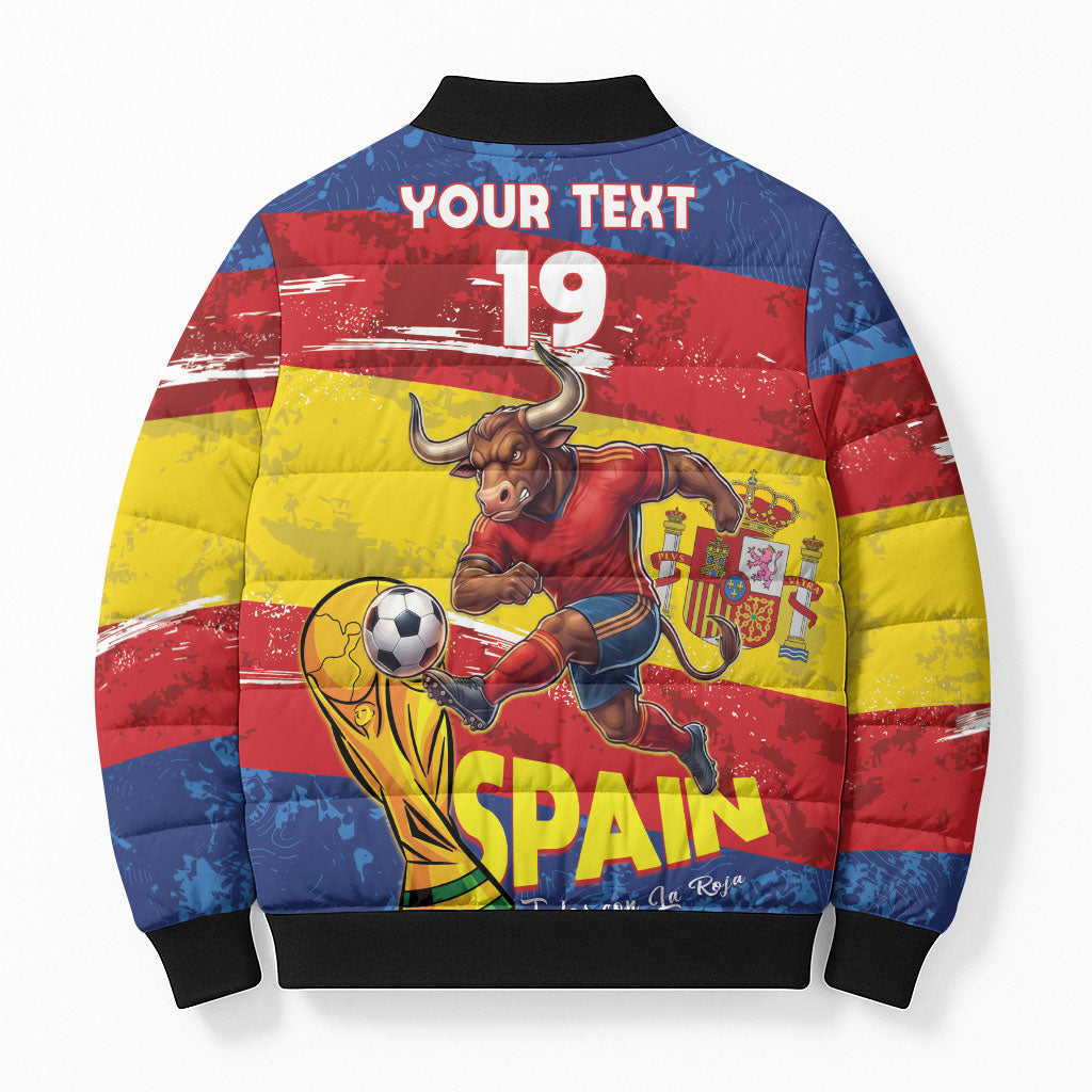 Spain National Football Custom Bomber Puffer Jacket Spanish Bull Trophy Todos con La Roja