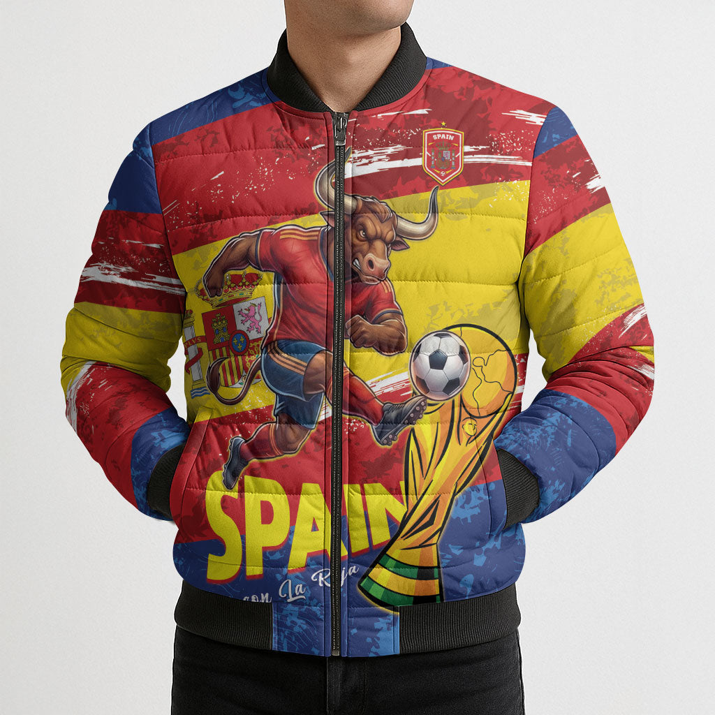 Spain National Football Custom Bomber Puffer Jacket Spanish Bull Trophy Todos con La Roja