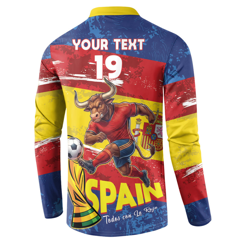 Spain National Football Custom Button Sweatshirt Spanish Bull Trophy Todos con La Roja
