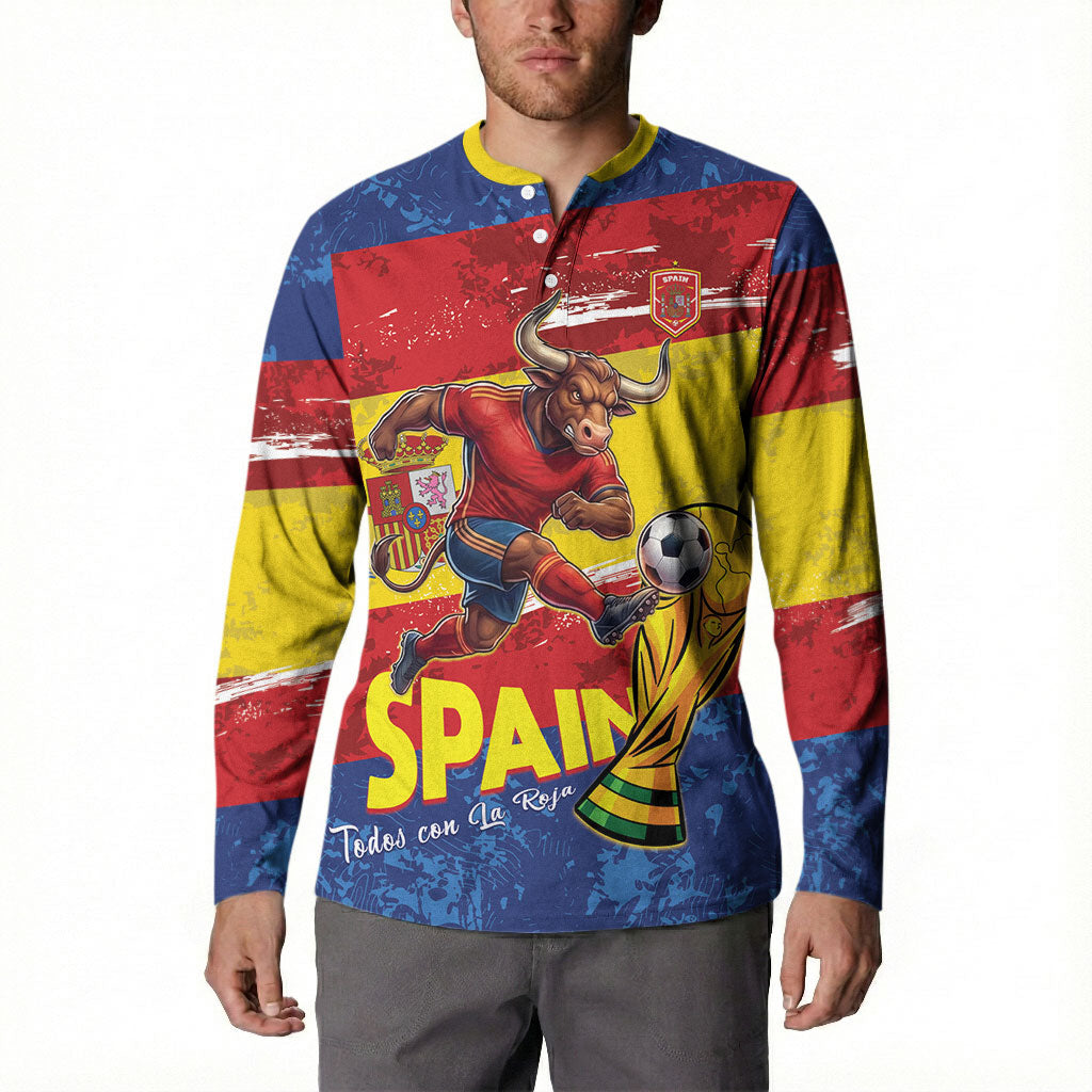 Spain National Football Custom Button Sweatshirt Spanish Bull Trophy Todos con La Roja