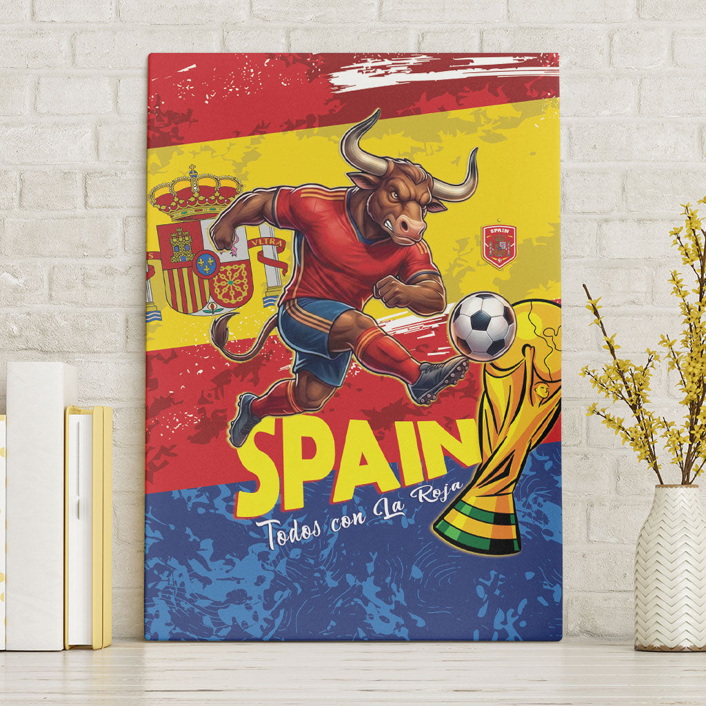 Spain National Football Canvas Wall Art Spanish Bull Trophy Todos con La Roja