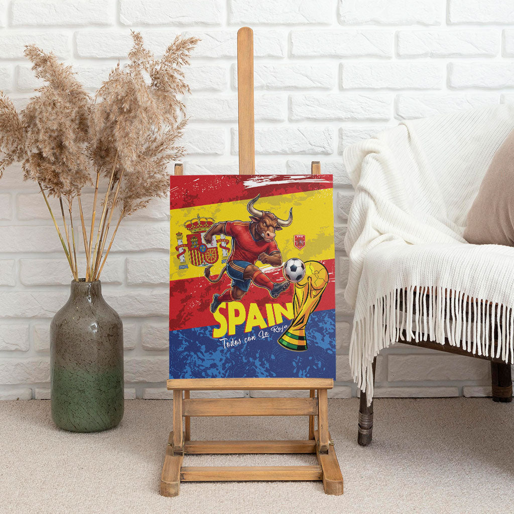 Spain National Football Canvas Wall Art Spanish Bull Trophy Todos con La Roja