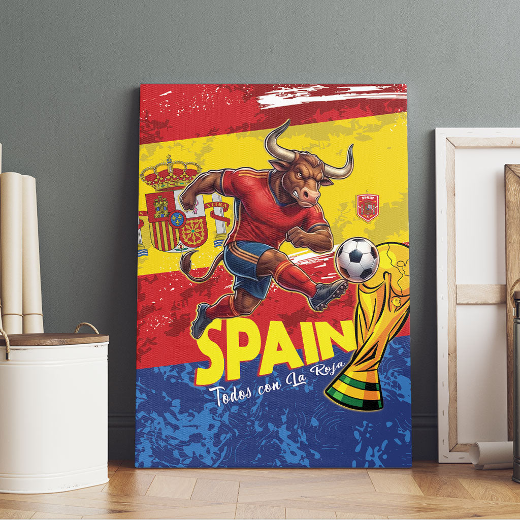 Spain National Football Canvas Wall Art Spanish Bull Trophy Todos con La Roja