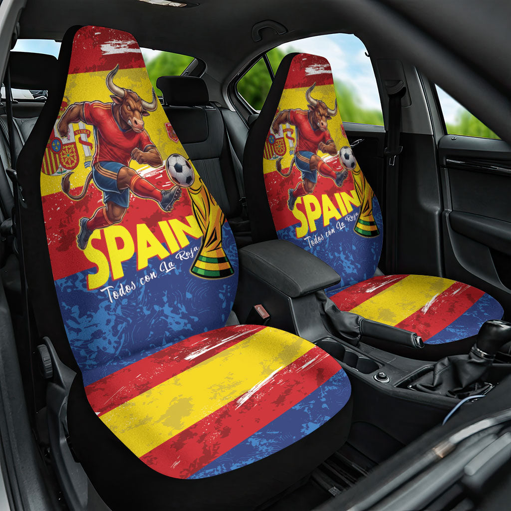 Spain National Football Car Seat Cover Spanish Bull Trophy Todos con La Roja