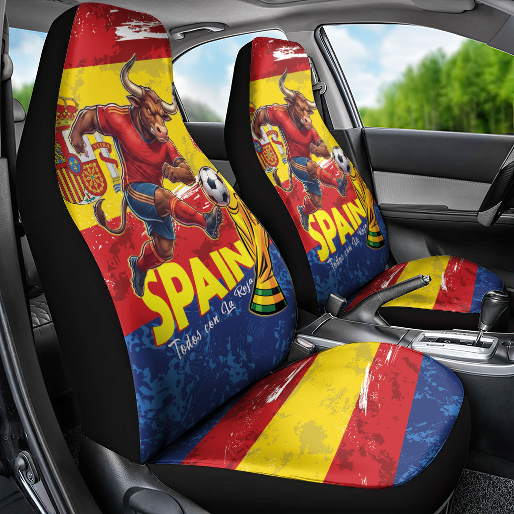 Spain National Football Car Seat Cover Spanish Bull Trophy Todos con La Roja