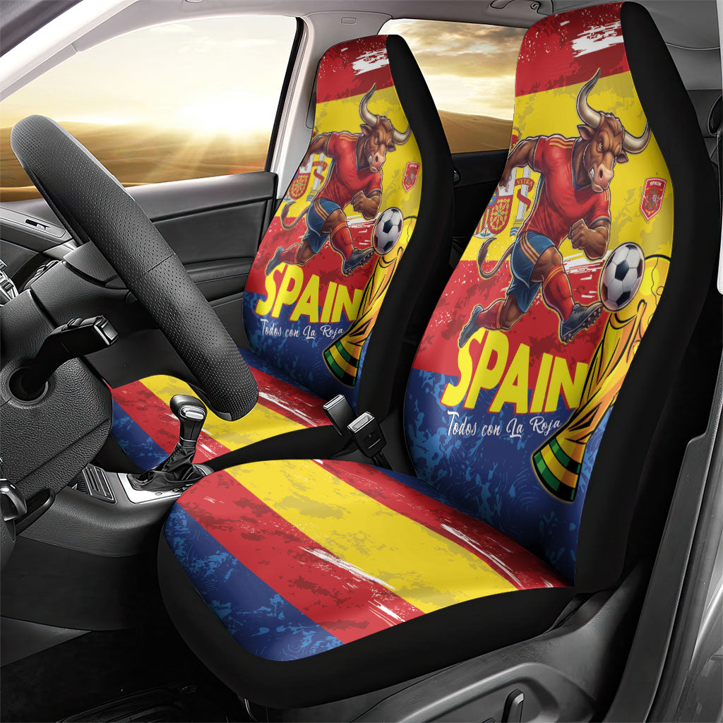 Spain National Football Car Seat Cover Spanish Bull Trophy Todos con La Roja
