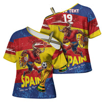 Spain National Football Custom Cross Shoulder Shirt Spanish Bull Trophy Todos con La Roja