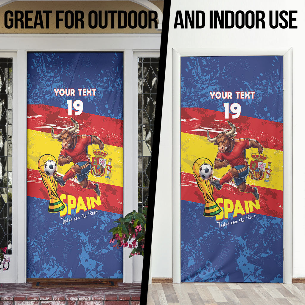 Spain National Football Custom Door Cover Spanish Bull Trophy Todos con La Roja
