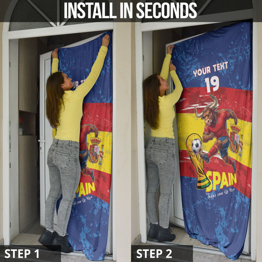 Spain National Football Custom Door Cover Spanish Bull Trophy Todos con La Roja