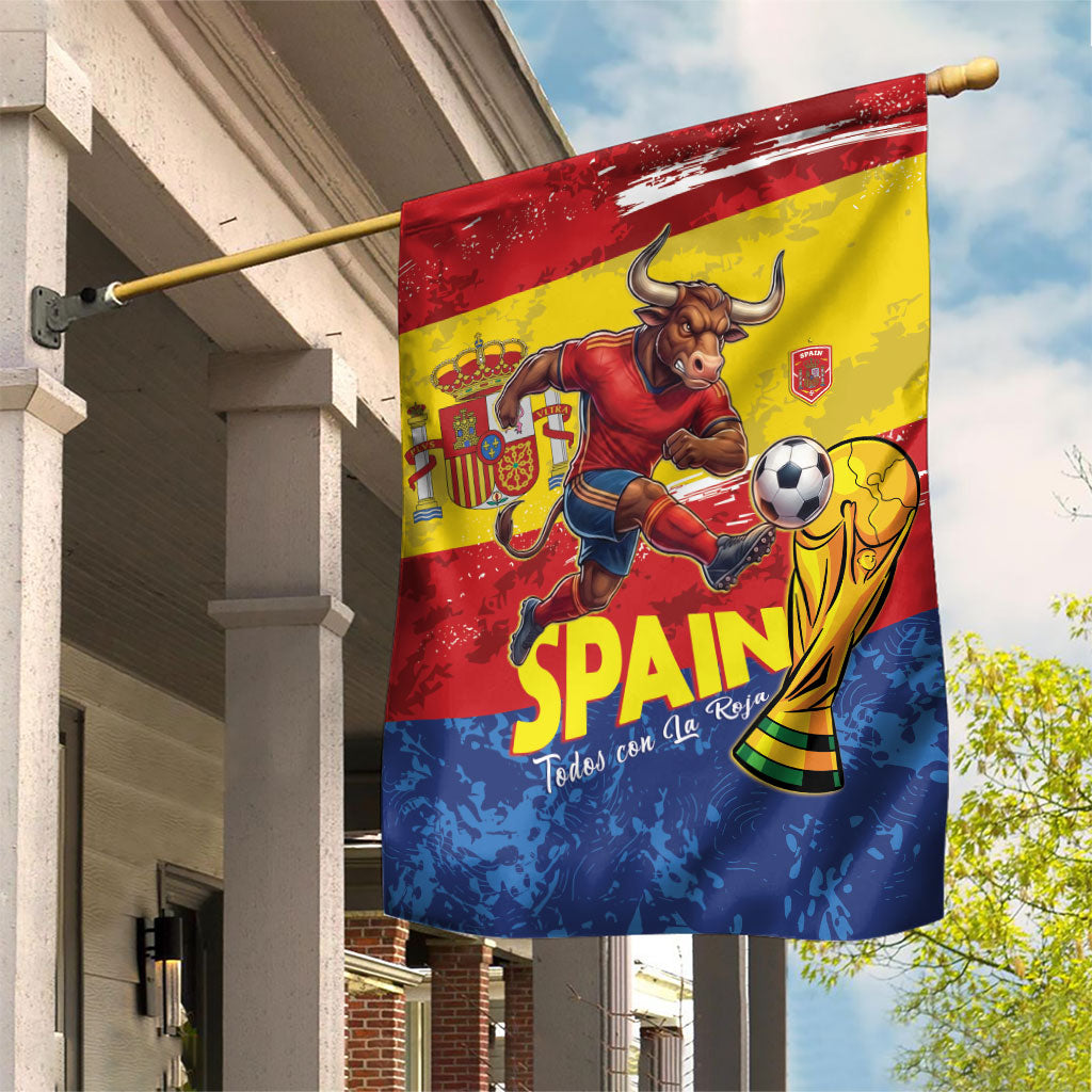 Spain National Football Garden Flag Spanish Bull Trophy Todos con La Roja