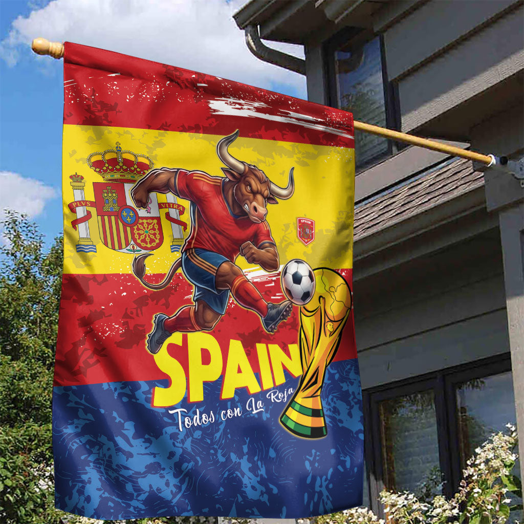 Spain National Football Garden Flag Spanish Bull Trophy Todos con La Roja
