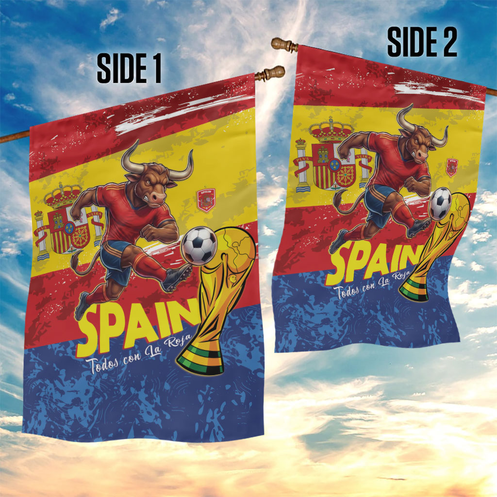Spain National Football Garden Flag Spanish Bull Trophy Todos con La Roja