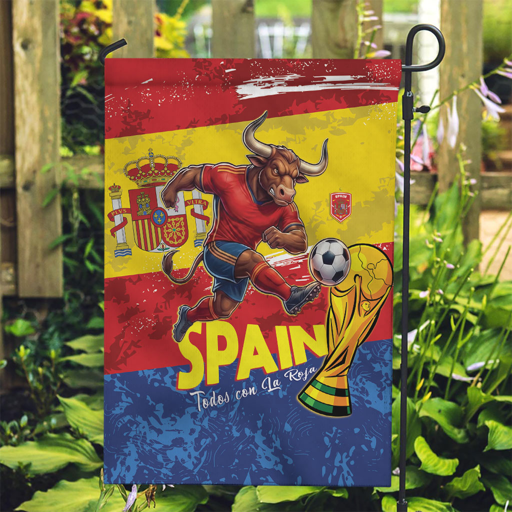 Spain National Football Garden Flag Spanish Bull Trophy Todos con La Roja